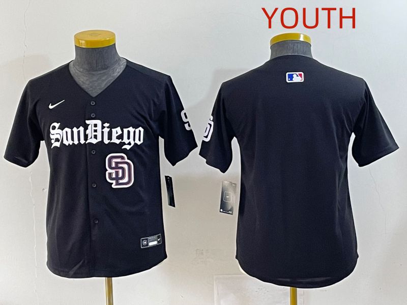 Youth 2025 San Diego Padres Blank Black Five generations Joint Name Nike MLB Jersey style 4->youth mlb jersey->Youth Jersey